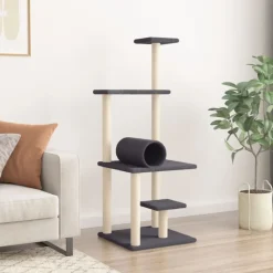 MAISON EXCLUSIVE - Arbre à chat avec griffoirs en sisal gris foncé 136 cm