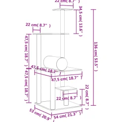 MAISON EXCLUSIVE - Arbre à chat avec griffoirs en sisal gris foncé 136 cm