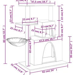MAISON EXCLUSIVE - Arbre à chat avec griffoirs en sisal gris clair 83 cm