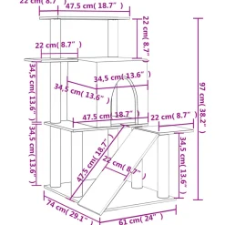 MAISON EXCLUSIVE - Arbre à chat avec griffoirs en sisal gris clair 97 cm