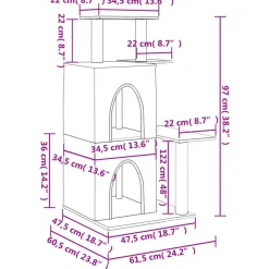 MAISON EXCLUSIVE - Arbre à chat avec griffoirs en sisal gris foncé 97 cm