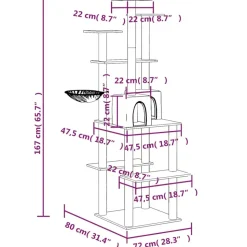 MAISON EXCLUSIVE - Arbre à chat avec griffoirs en sisal gris foncé 167 cm