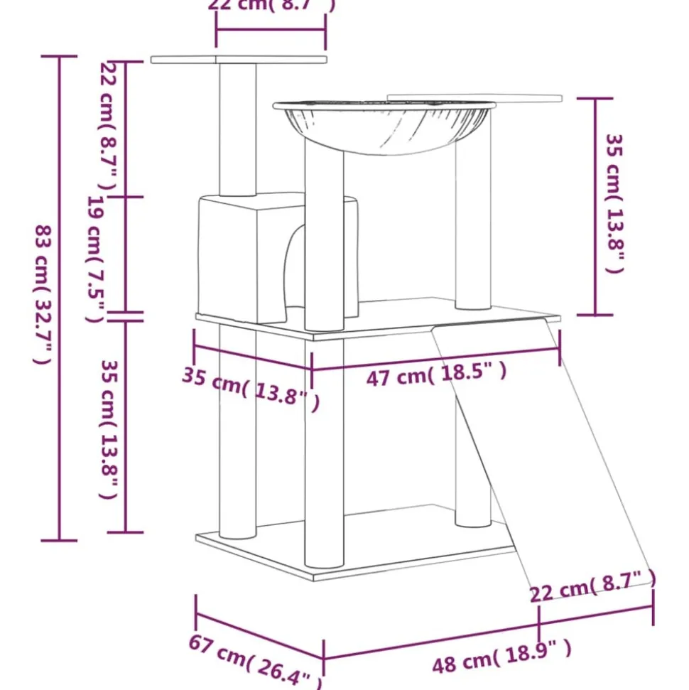 MAISON EXCLUSIVE - Arbre à chat avec griffoirs en sisal gris clair 83 cm