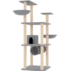 MAISON EXCLUSIVE - Arbre à chat avec griffoirs en sisal gris clair 141 cm
