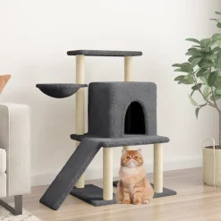 MAISON EXCLUSIVE - Arbre à chat avec griffoirs en sisal gris foncé 96,5 cm