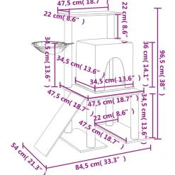 MAISON EXCLUSIVE - Arbre à chat avec griffoirs en sisal gris foncé 96,5 cm