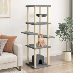 MAISON EXCLUSIVE - Arbre à chat avec griffoirs en sisal gris foncé 154 cm