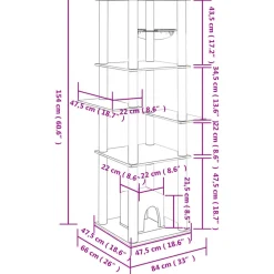MAISON EXCLUSIVE - Arbre à chat avec griffoirs en sisal gris foncé 154 cm