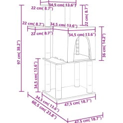 MAISON EXCLUSIVE - Arbre à chat avec griffoirs en sisal gris foncé 97 cm