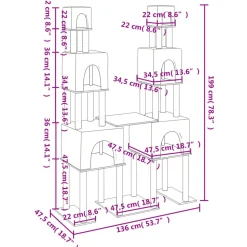 MAISON EXCLUSIVE - Arbre à chat avec griffoirs en sisal crème 199 cm
