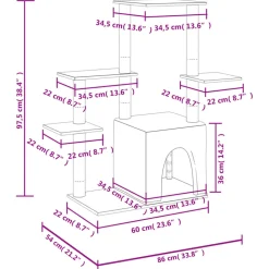 MAISON EXCLUSIVE - Arbre à chat avec griffoirs en sisal crème 97,5 cm