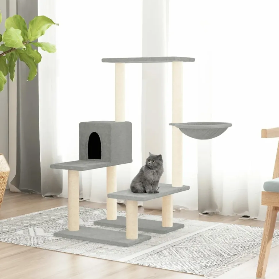 MAISON EXCLUSIVE - Arbre à chat avec griffoirs en sisal gris clair 94,5 cm