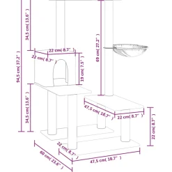 MAISON EXCLUSIVE - Arbre à chat avec griffoirs en sisal gris clair 94,5 cm