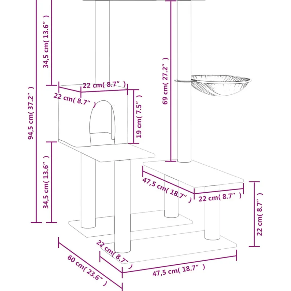 MAISON EXCLUSIVE - Arbre à chat avec griffoirs en sisal gris clair 94,5 cm