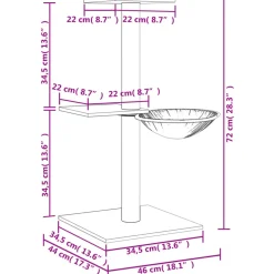 MAISON EXCLUSIVE - Arbre à chat avec griffoirs en sisal gris clair 72 cm