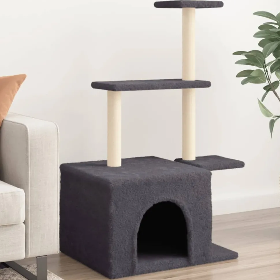 MAISON EXCLUSIVE - Arbre à chat avec griffoirs en sisal gris foncé 110 cm