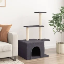 MAISON EXCLUSIVE - Arbre à chat avec griffoirs en sisal gris foncé 110 cm
