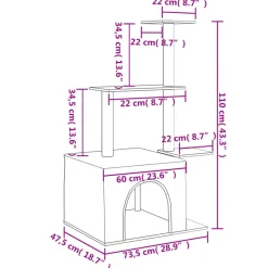 MAISON EXCLUSIVE - Arbre à chat avec griffoirs en sisal gris foncé 110 cm