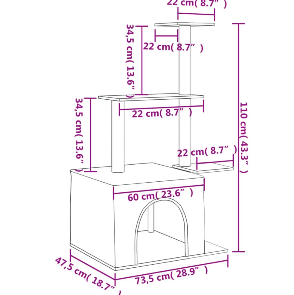 MAISON EXCLUSIVE - Arbre à chat avec griffoirs en sisal gris foncé 110 cm