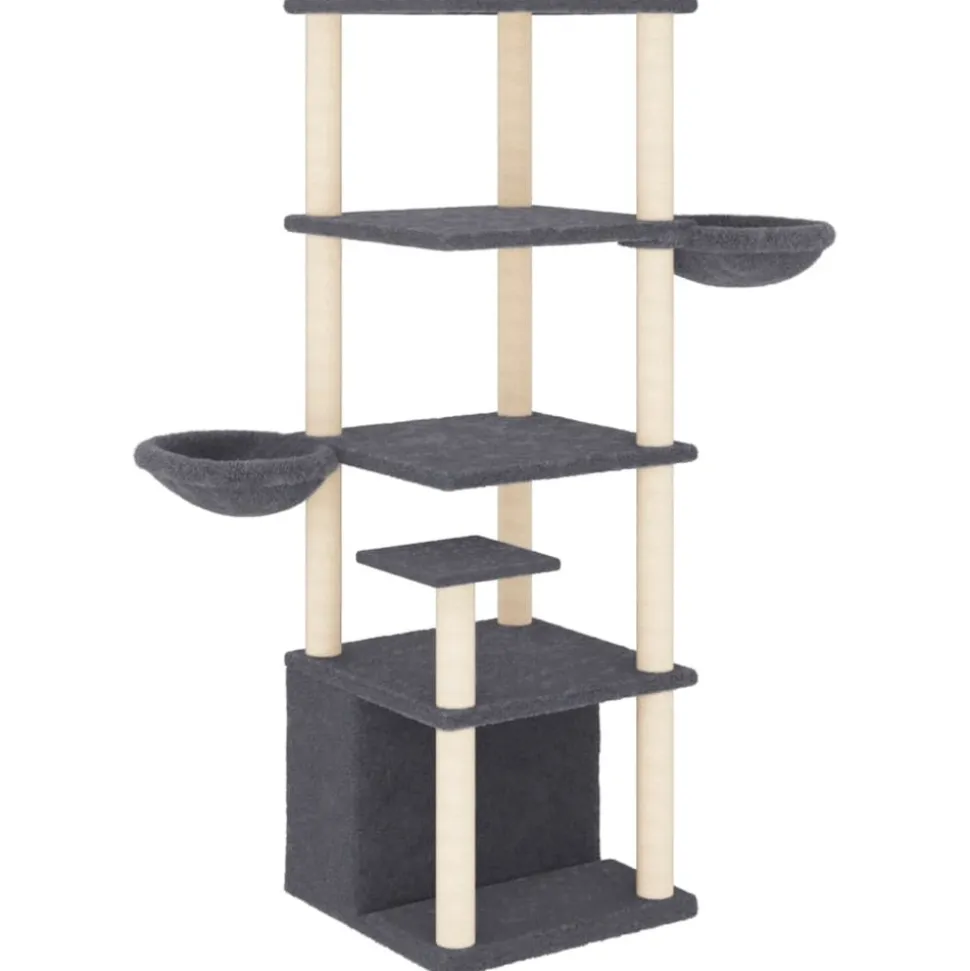 MAISON EXCLUSIVE - Arbre à chat avec griffoirs en sisal gris foncé 147 cm