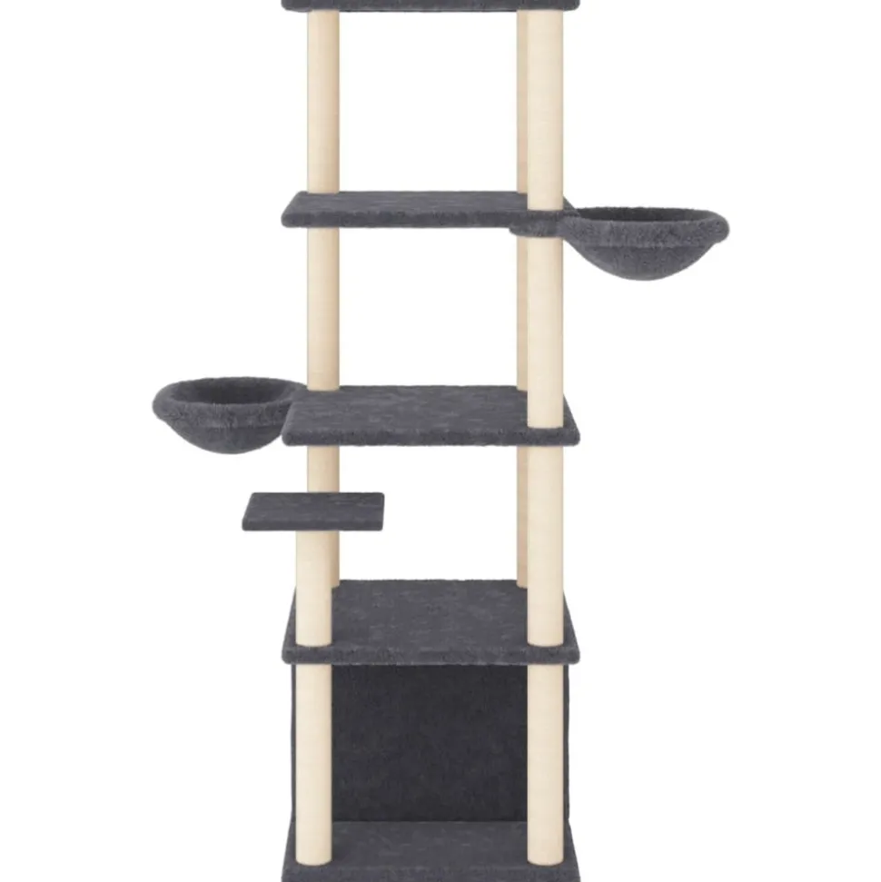 MAISON EXCLUSIVE - Arbre à chat avec griffoirs en sisal gris foncé 147 cm