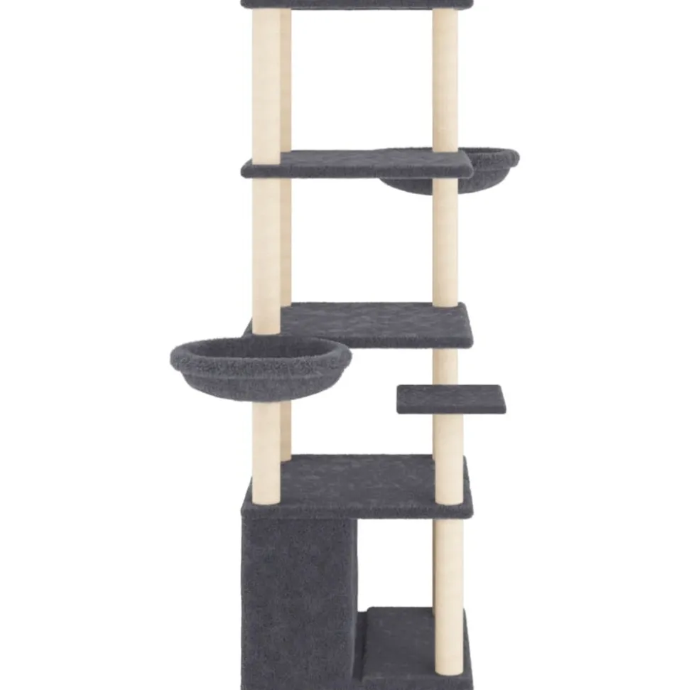 MAISON EXCLUSIVE - Arbre à chat avec griffoirs en sisal gris foncé 147 cm