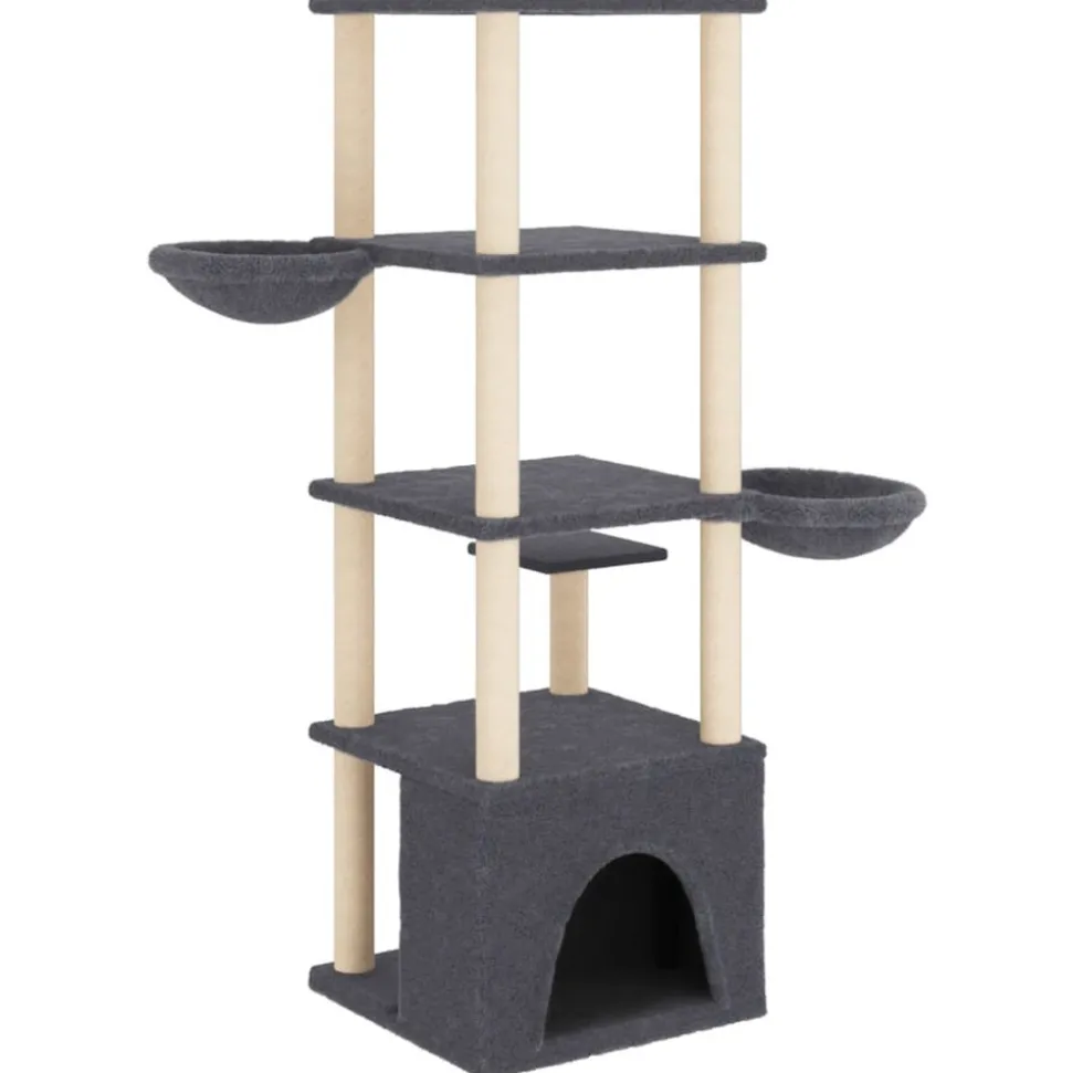 MAISON EXCLUSIVE - Arbre à chat avec griffoirs en sisal gris foncé 147 cm