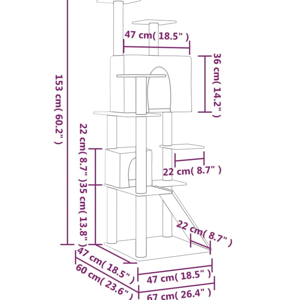 MAISON EXCLUSIVE - Arbre à chat avec griffoirs en sisal crème 153 cm