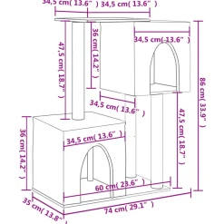 MAISON EXCLUSIVE - Arbre à chat avec griffoirs en sisal gris foncé 86 cm