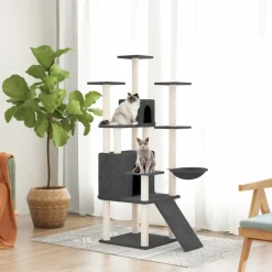 MAISON EXCLUSIVE - Arbre à chat avec griffoirs en sisal gris foncé 154 cm