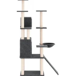 MAISON EXCLUSIVE - Arbre à chat avec griffoirs en sisal gris foncé 154 cm