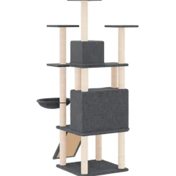 MAISON EXCLUSIVE - Arbre à chat avec griffoirs en sisal gris foncé 154 cm