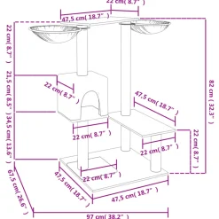 MAISON EXCLUSIVE - Arbre à chat avec griffoirs gris foncé 82 cm
