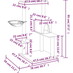 MAISON EXCLUSIVE - Arbre à chat avec griffoirs en sisal gris clair 95 cm