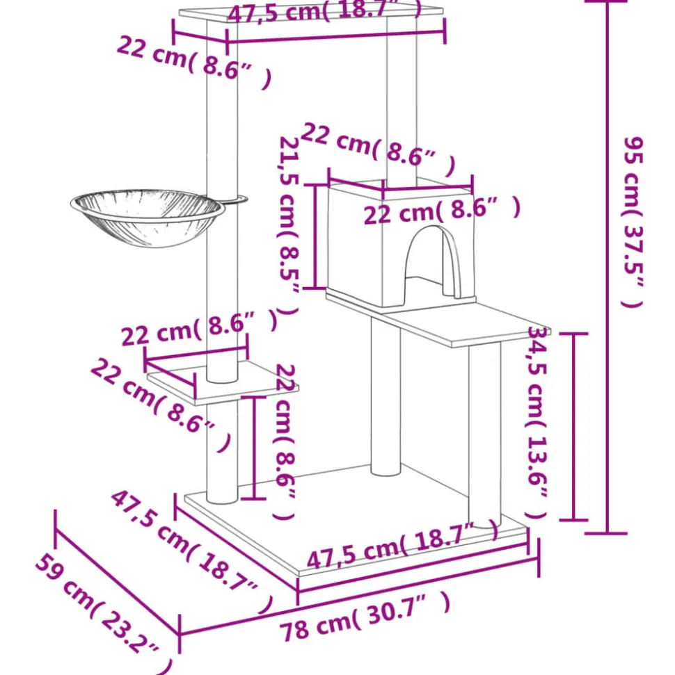 MAISON EXCLUSIVE - Arbre à chat avec griffoirs en sisal gris clair 95 cm