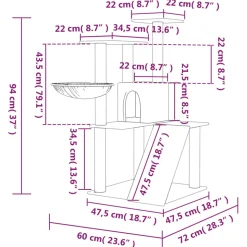 MAISON EXCLUSIVE - Arbre à chat avec griffoirs en sisal gris clair 94 cm