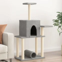 MAISON EXCLUSIVE - Arbre à chat avec griffoirs en sisal gris clair 122 cm