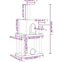 MAISON EXCLUSIVE - Arbre à chat avec griffoirs en sisal gris clair 122 cm