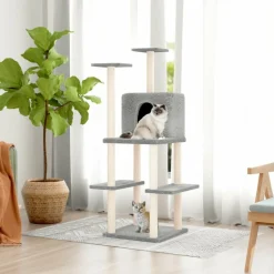 MAISON EXCLUSIVE - Arbre à chat avec griffoirs en sisal gris clair 144,5 cm