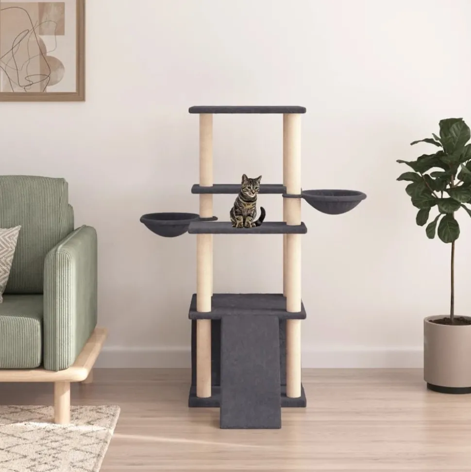 MAISON EXCLUSIVE - Arbre à chat avec griffoirs en sisal gris foncé 133 cm
