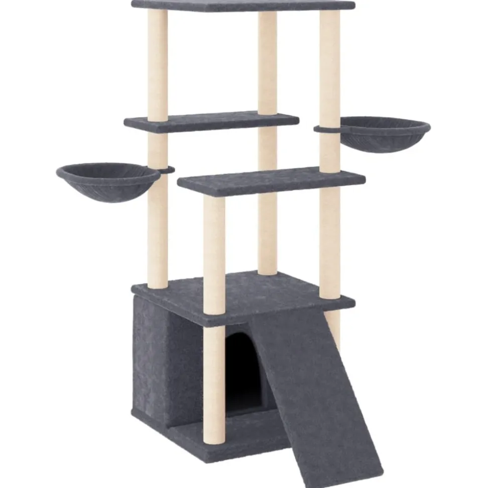 MAISON EXCLUSIVE - Arbre à chat avec griffoirs en sisal gris foncé 133 cm
