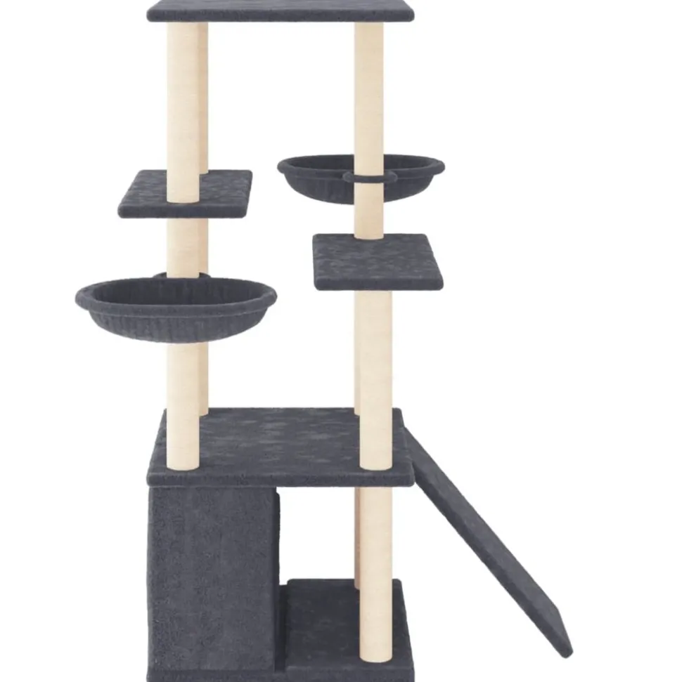 MAISON EXCLUSIVE - Arbre à chat avec griffoirs en sisal gris foncé 133 cm