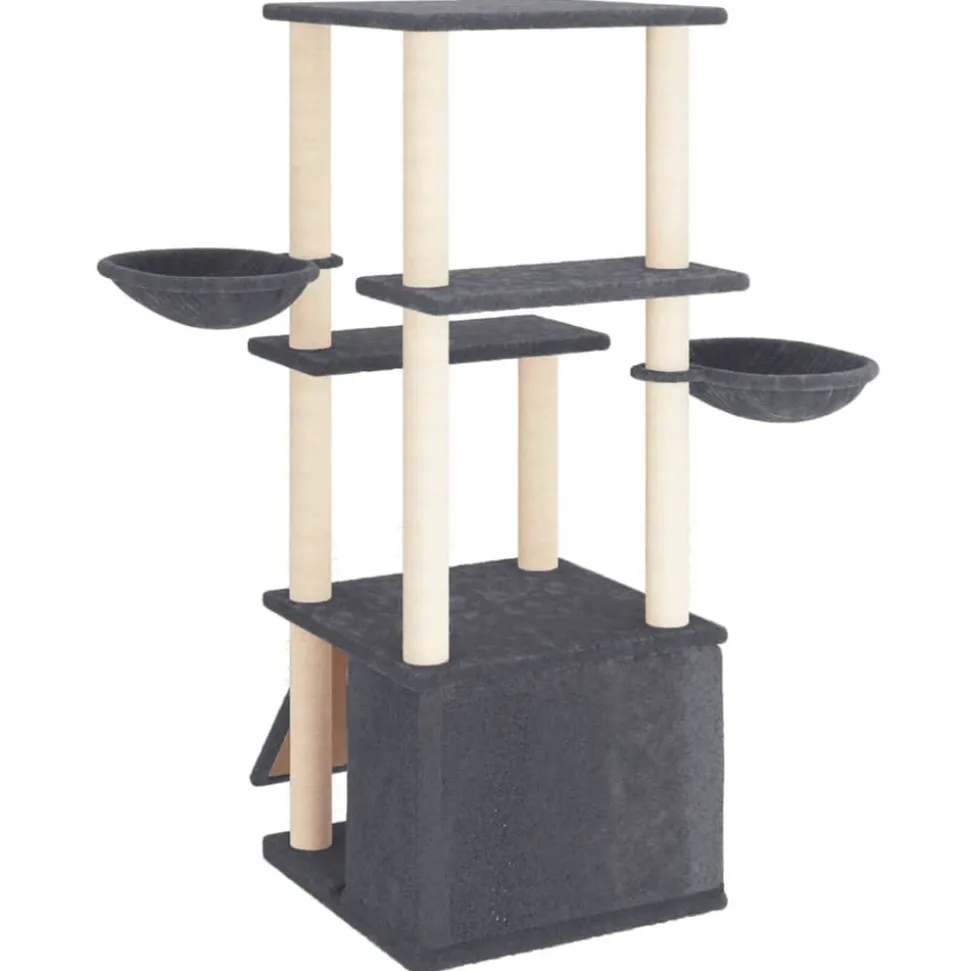 MAISON EXCLUSIVE - Arbre à chat avec griffoirs en sisal gris foncé 133 cm