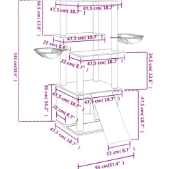 MAISON EXCLUSIVE - Arbre à chat avec griffoirs en sisal gris foncé 133 cm