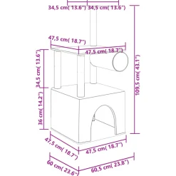 MAISON EXCLUSIVE - Arbre à chat avec griffoirs en sisal gris foncé 109,5 cm