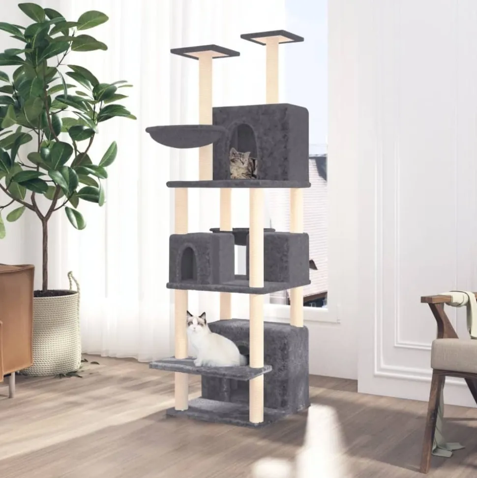 MAISON EXCLUSIVE - Arbre à chat avec griffoirs en sisal gris foncé 180 cm