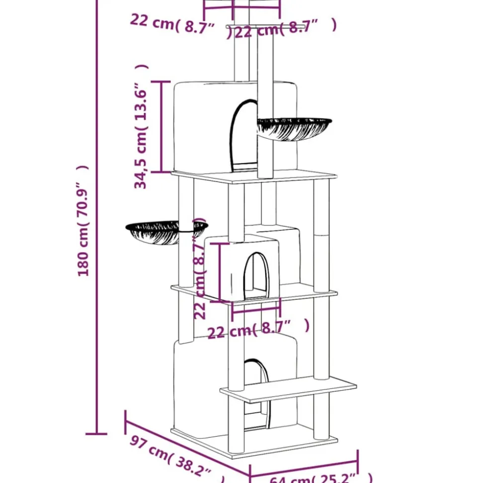 MAISON EXCLUSIVE - Arbre à chat avec griffoirs en sisal gris foncé 180 cm
