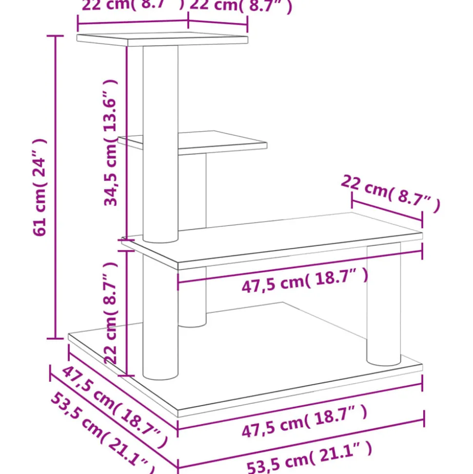 MAISON EXCLUSIVE - Arbre à chat avec griffoirs en sisal gris clair 61 cm
