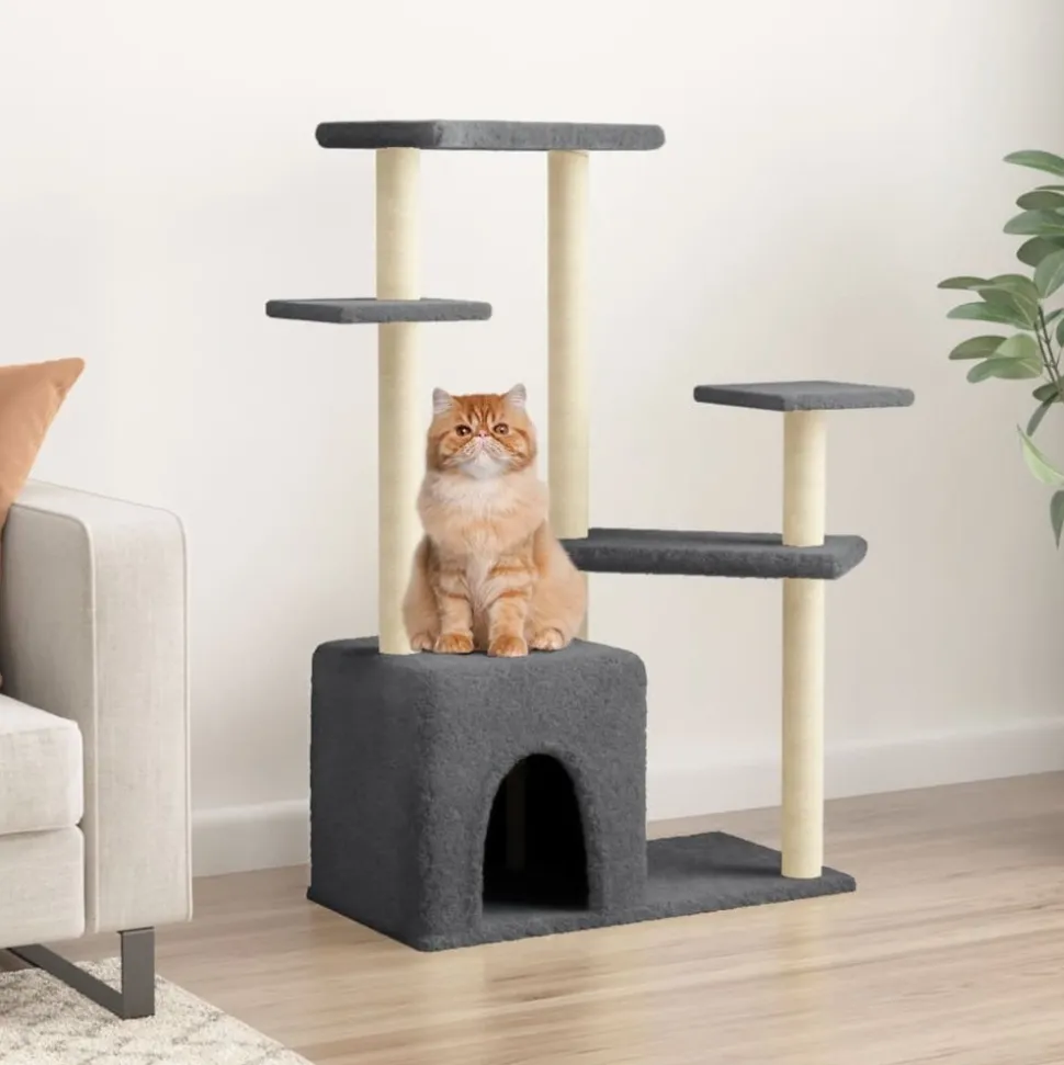 MAISON EXCLUSIVE - Arbre à chat avec griffoirs en sisal gris foncé 107,5 cm
