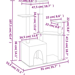 MAISON EXCLUSIVE - Arbre à chat avec griffoirs en sisal gris foncé 107,5 cm